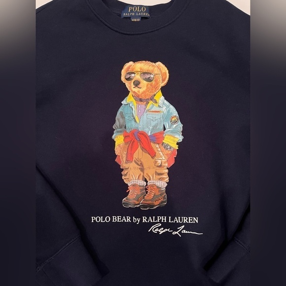 Ralph Lauren Polo Bear Boys Girls Navy Sweatshirt M (10/12) Like New - Picture 6 of 9